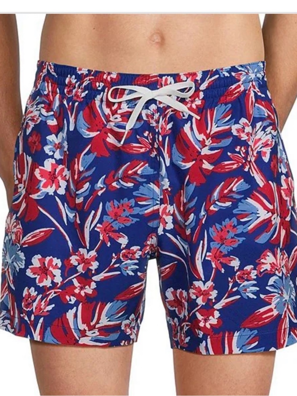 CHUBBIES XS Blue Floral Athletic Shorts with White Drawstring